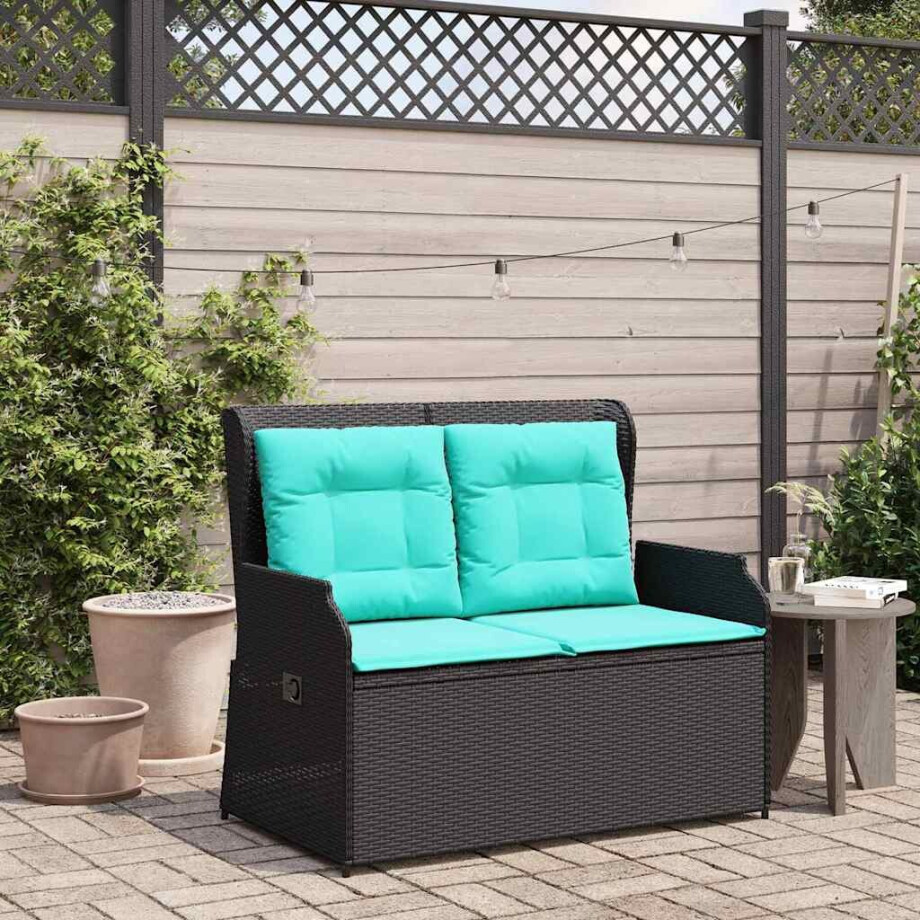 vidaXL Tuinbank Zwart poly rattan afbeelding 1