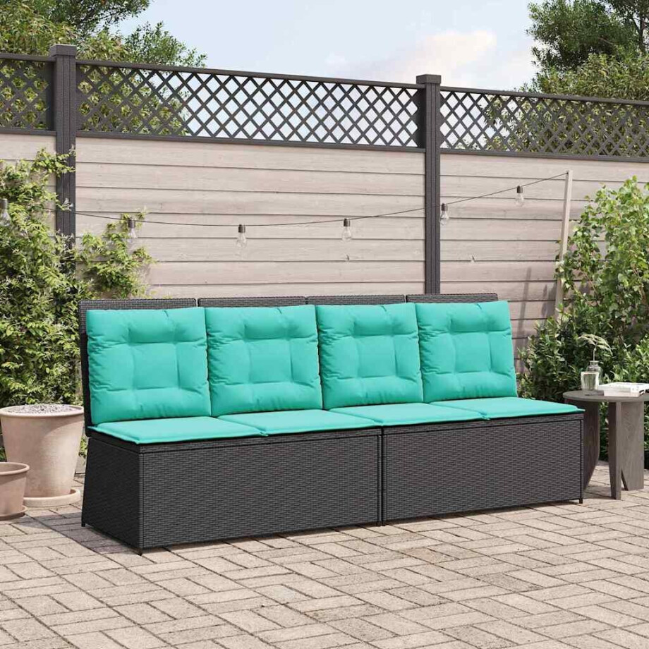 vidaXL Tuinbank Zwart poly rattan vidaXL Tuinbank Zwart poly rattan afbeelding 1