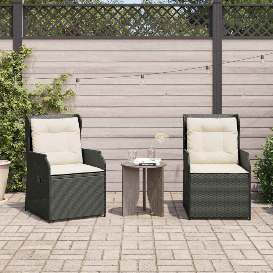 vidaXL Tuinbank 2 pcs Zwart poly rattan vidaXL Tuinbank 2 pcs Zwart poly rattan afbeelding 1