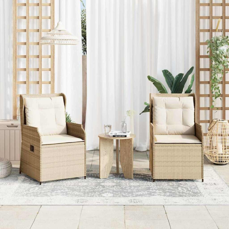 vidaXL Tuinbank 2 pcs Beige poly rattan vidaXL Tuinbank 2 pcs Beige poly rattan afbeelding 1