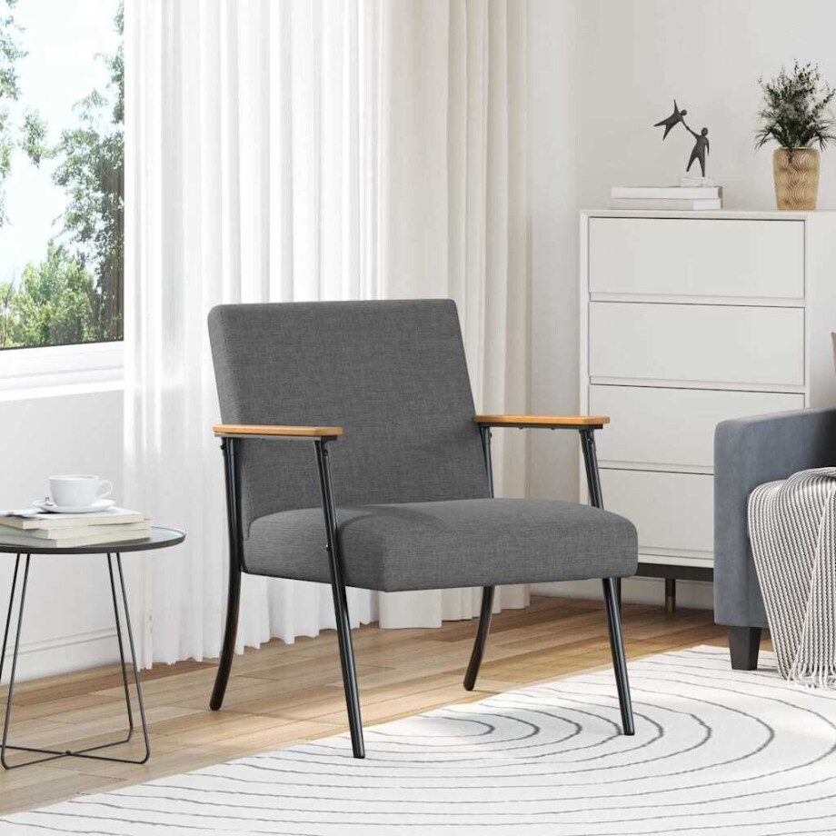 vidaXL Fauteuil Donkergrijs Stof afbeelding 1