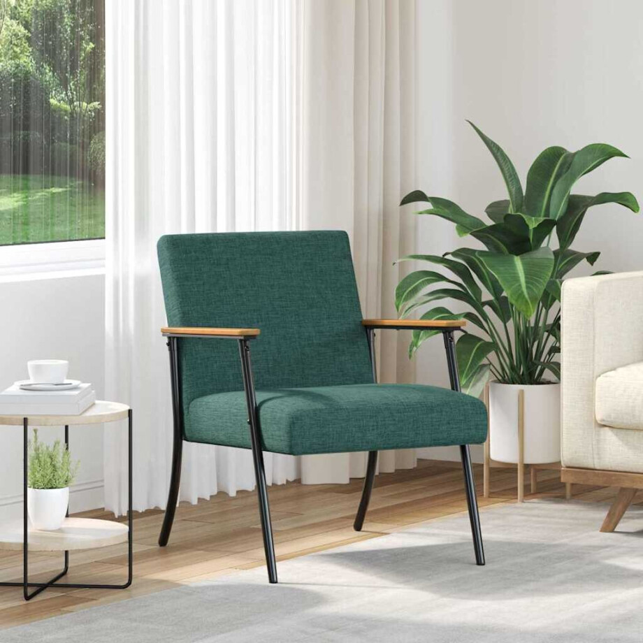 vidaXL Fauteuil Donkergroen Stof afbeelding 1