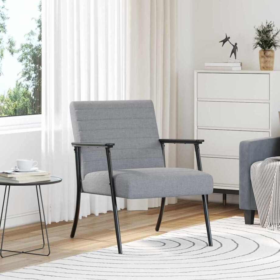 vidaXL Fauteuil Lichtgrijs 59 x 75 x 78 cm Stof afbeelding 1