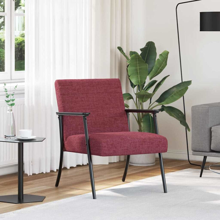 vidaXL Fauteuil Wijnrood 59 x 75 x 78 cm Stof afbeelding 1