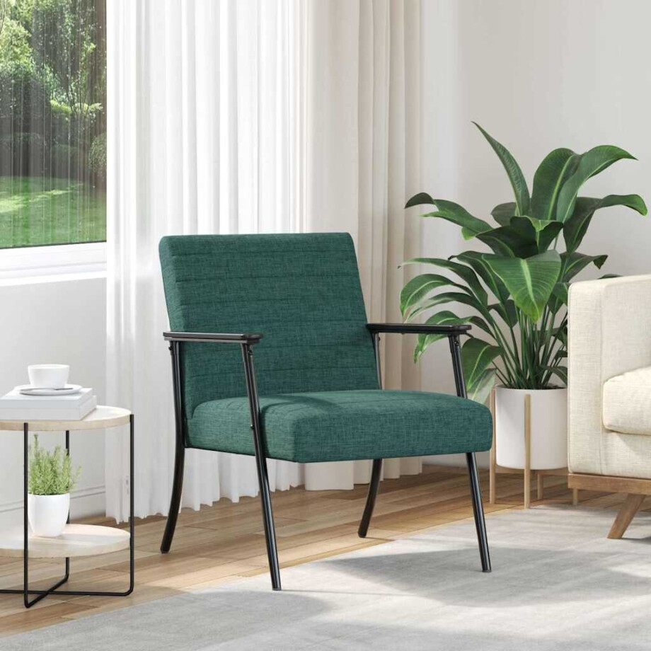 vidaXL Fauteuil Donkergroen 59 x 75 x 78 cm Stof afbeelding 1