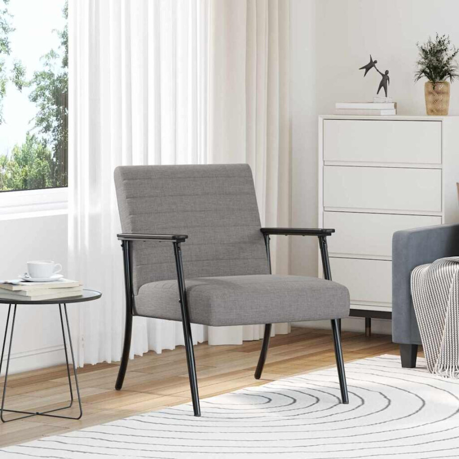 vidaXL Fauteuil Taupe 59 x 75 x 78 cm Stof afbeelding 1