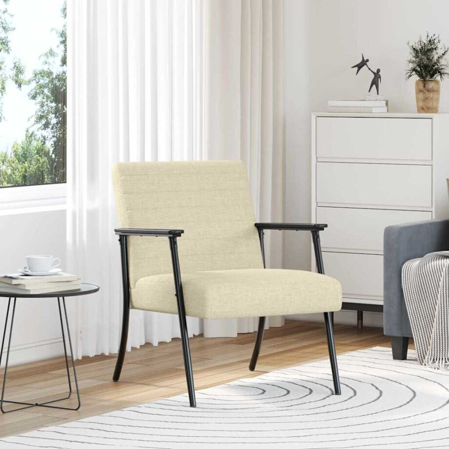 vidaXL Fauteuil Crème 59 x 75 x 78 cm Stof afbeelding 1