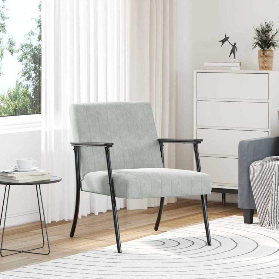 vidaXL Fauteuil Lichtgrijs 59 x 75 x 78 cm Fluweel afbeelding 1