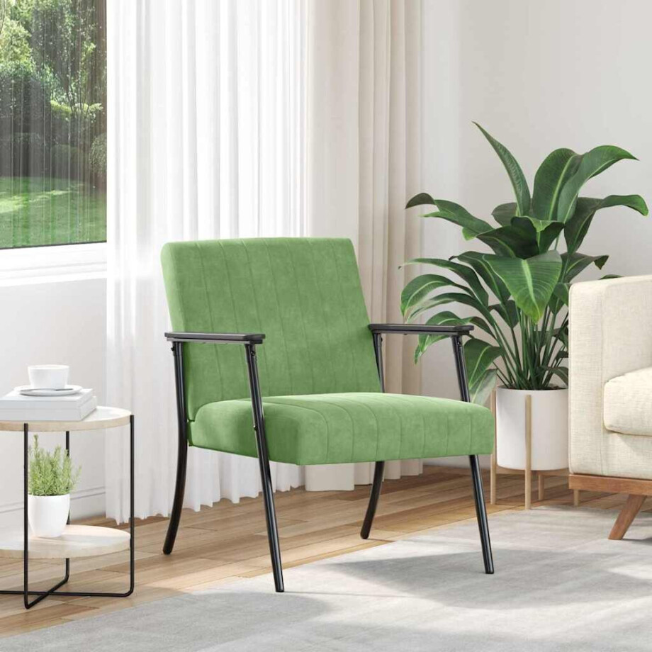 vidaXL Fauteuil Lichtgroen 59 x 75 x 78 cm Fluweel afbeelding 1