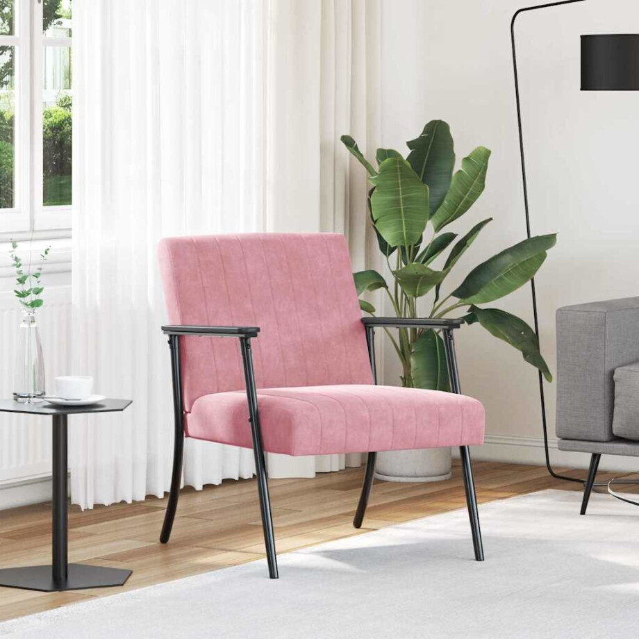 vidaXL Fauteuil Roze 59 x 75 x 78 cm Fluweel afbeelding 1