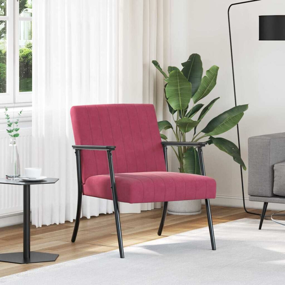 vidaXL Fauteuil Wijnrood 59 x 75 x 78 cm Fluweel afbeelding 1