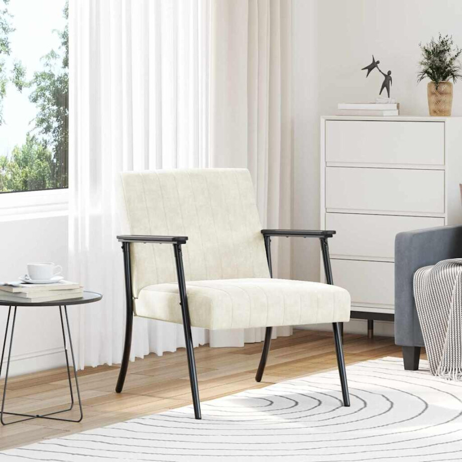 vidaXL Fauteuil Crème 59 x 75 x 78 cm Fluweel afbeelding 1