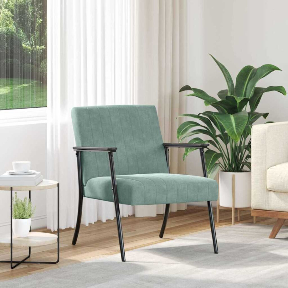 vidaXL Fauteuil Zeegroen 59 x 75 x 78 cm Fluweel afbeelding 1