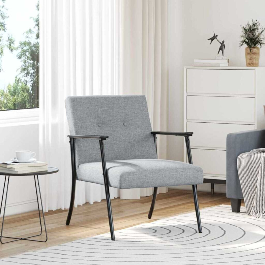 vidaXL Fauteuil Lichtgrijs Stof afbeelding 1