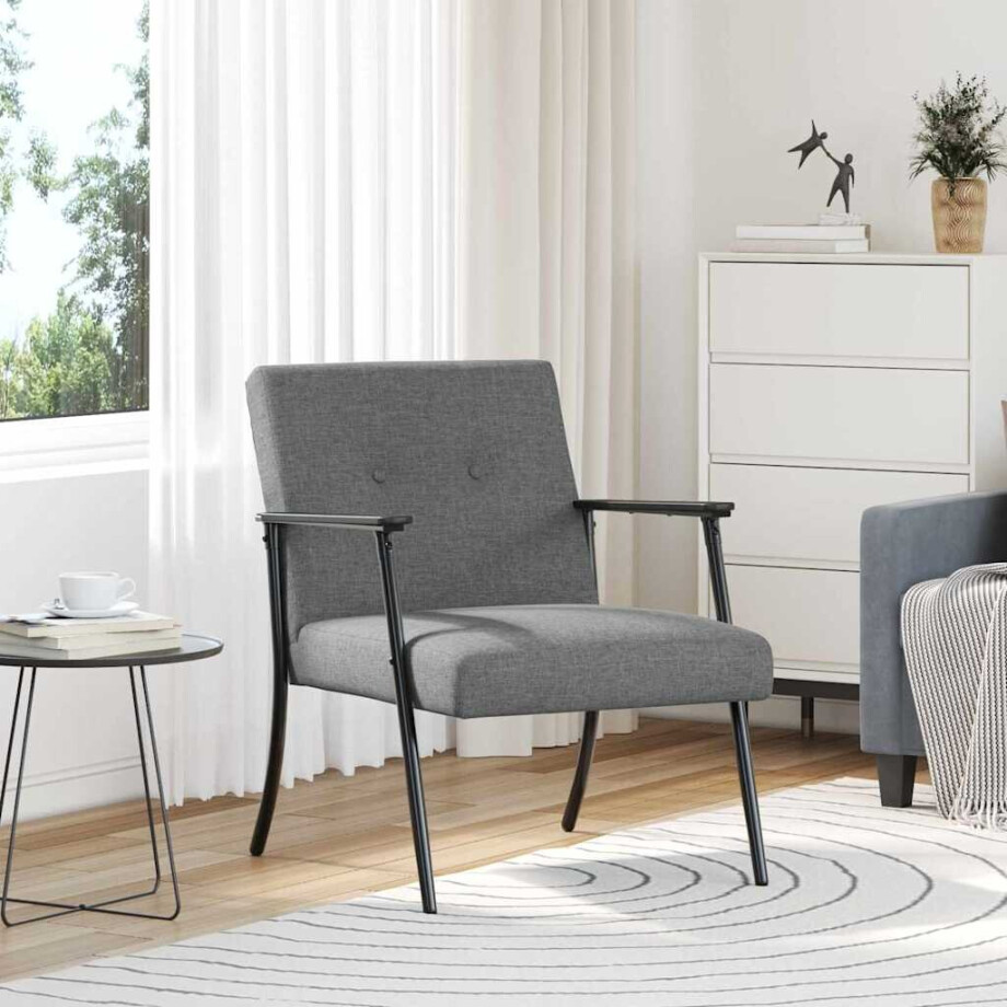 vidaXL Fauteuil Donkergrijs Stof afbeelding 1
