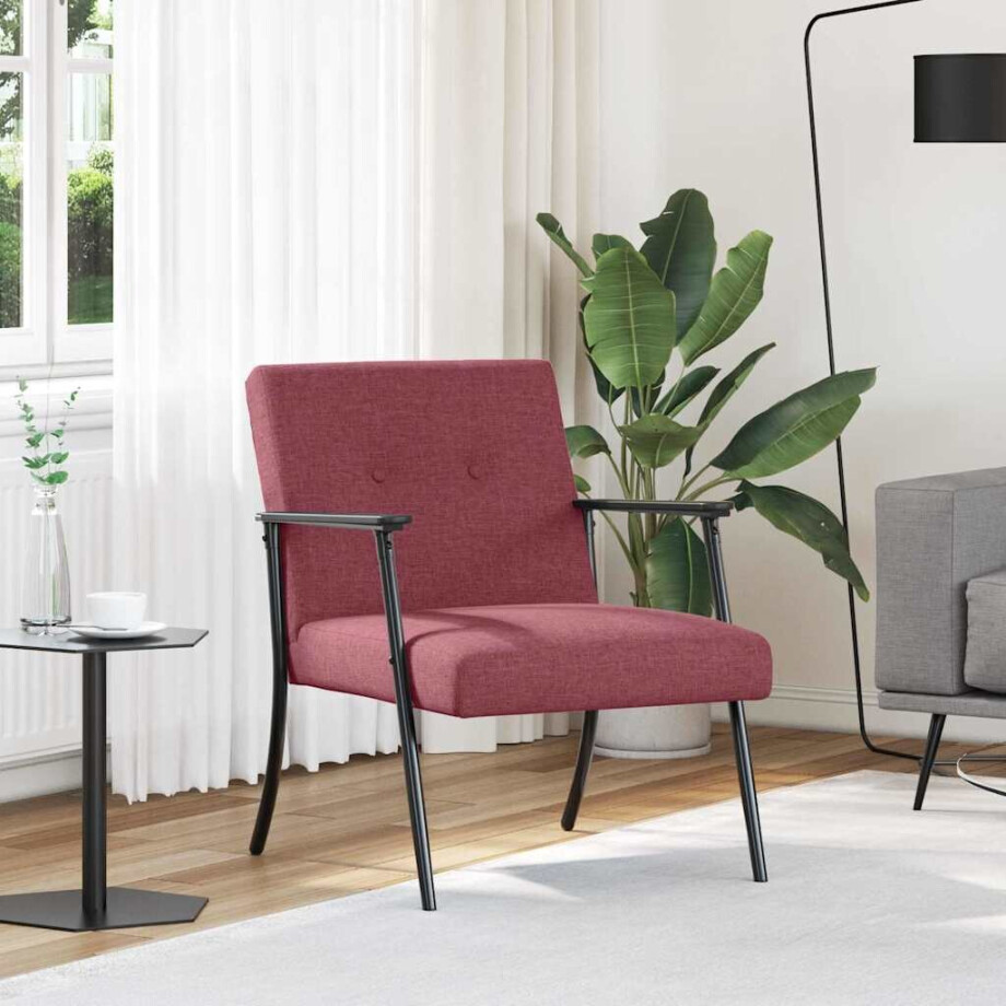 vidaXL Fauteuil Wijnrood Stof afbeelding 1
