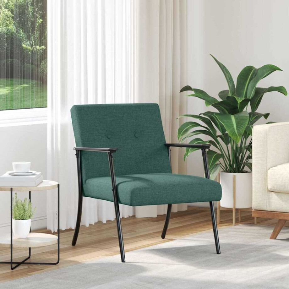 vidaXL Fauteuil Donkergroen Stof afbeelding 1