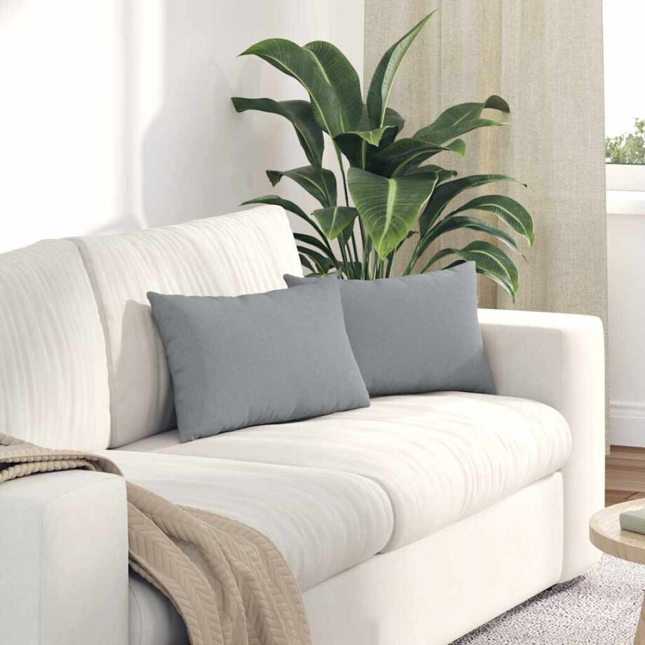 vidaXL Sofa Kussens 2 pcs Lichtgrijs 50 x 30 cm Stof afbeelding 1