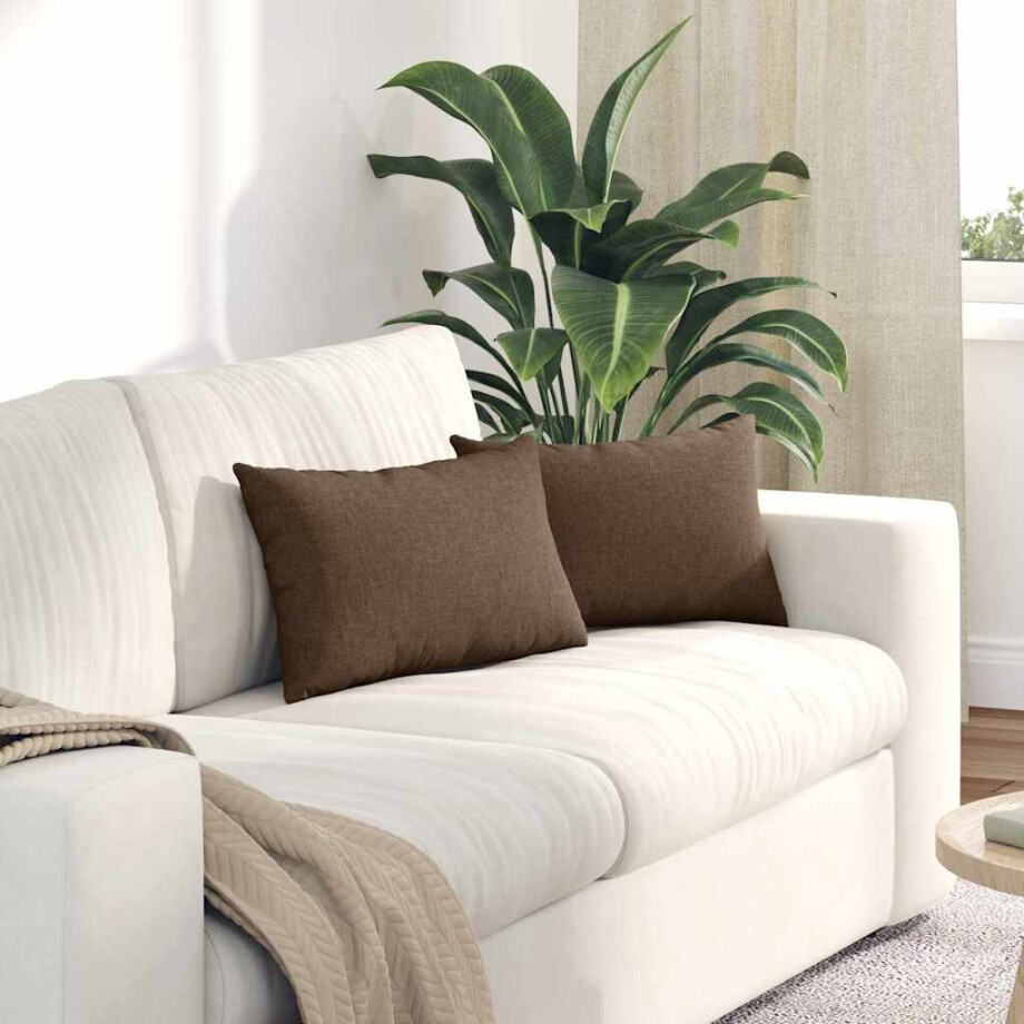 vidaXL Sofa Kussens 2 pcs Bruin 50 x 30 cm Stof afbeelding 1