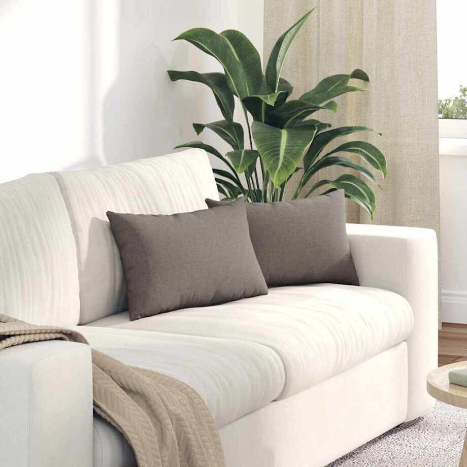 vidaXL Sofa Kussens 2 pcs Taupe 50 x 30 cm Stof afbeelding 1