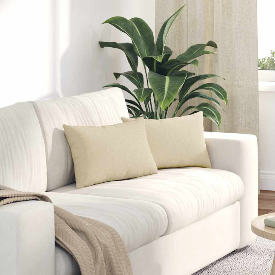 vidaXL Sofa Kussens 2 pcs Crème 50 x 30 cm Stof afbeelding 1