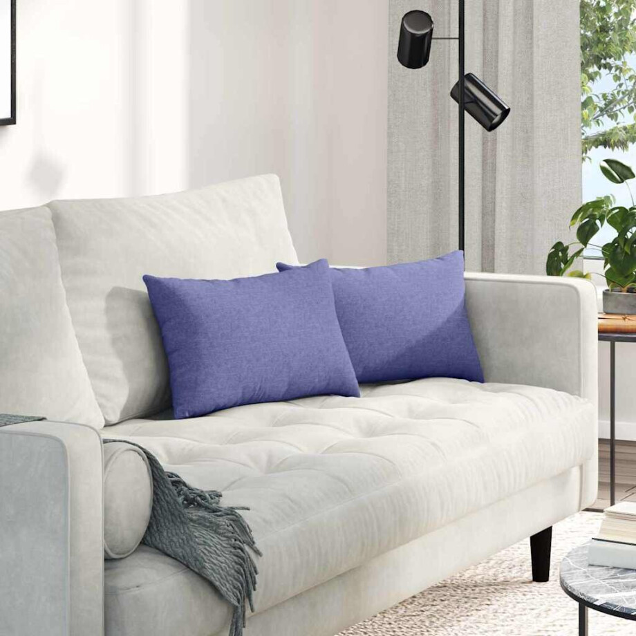 vidaXL Sofa Kussens 2 pcs Jeans Blauw 50 x 30 cm Stof afbeelding 1