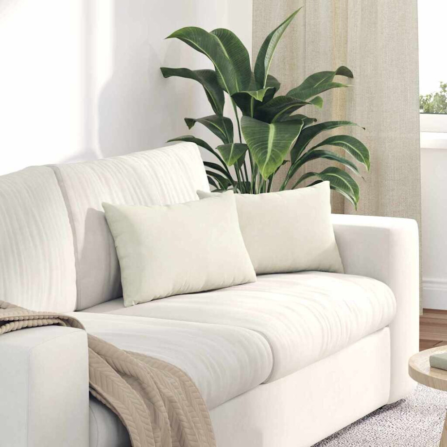 vidaXL Sofa Kussens 2 stuks Crème 50 x 30 cm Cordstof afbeelding 1