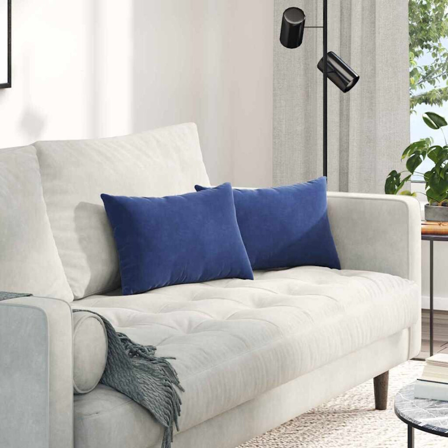 vidaXL Sofa Kussens 2 stuks Politieblauw 50 x 30 cm Cordstof afbeelding 1