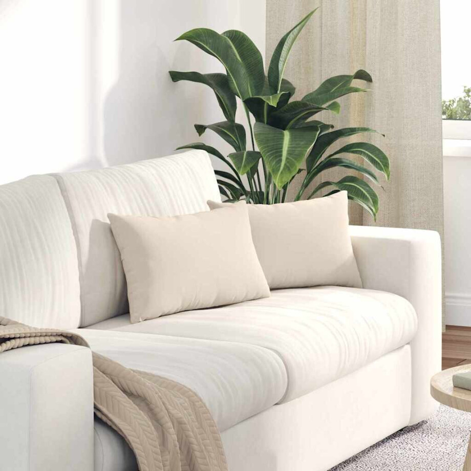 vidaXL Sofa Kussens 2 stuks Beige 50 x 30 cm Stof afbeelding 1