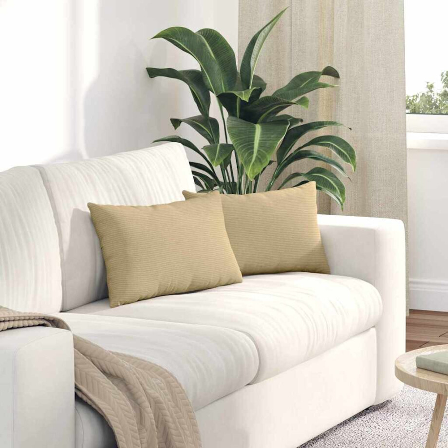 vidaXL Sofa Kussens 2 stuks Grijs groen 50 x 30 cm Cordstof afbeelding 1