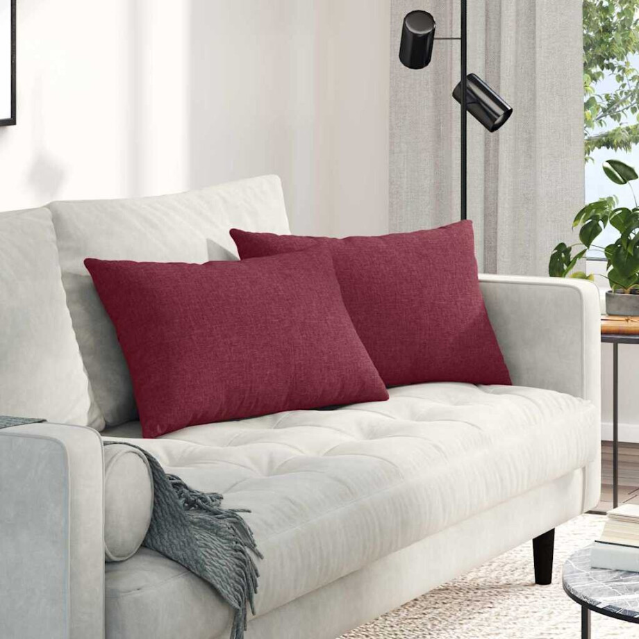 vidaXL Sofa Kussens 2 pcs Wijnrood 60 x 40 cm Stof afbeelding 1