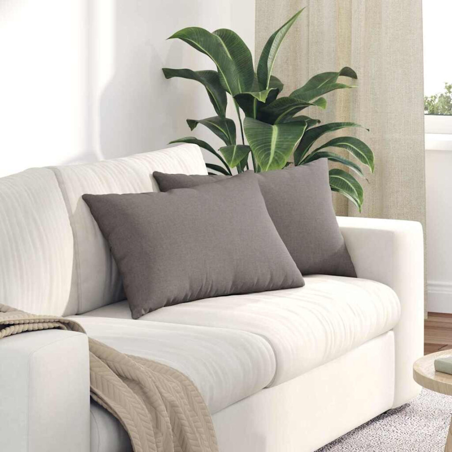 vidaXL Sofa Kussens 2 pcs Taupe 60 x 40 cm Stof afbeelding 1