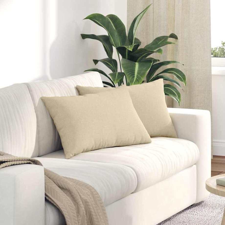vidaXL Sofa Kussens 2 pcs Crème 60 x 40 cm Stof afbeelding 1