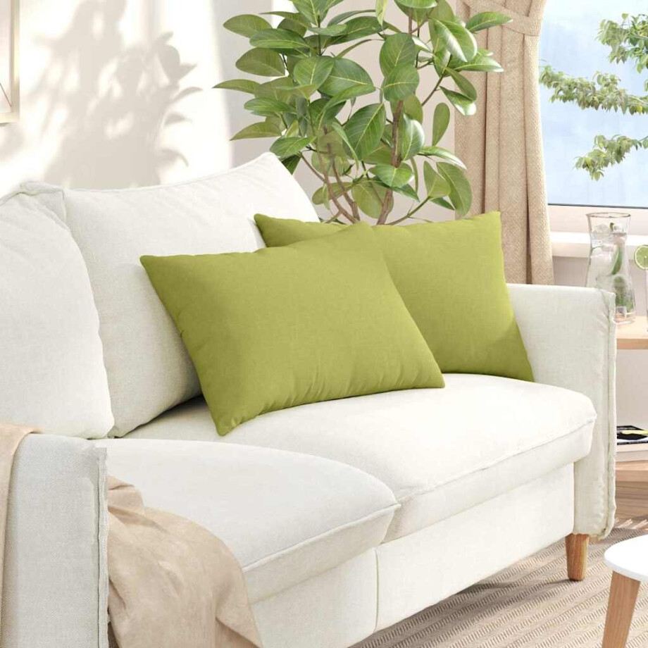 vidaXL Sofa Kussens 2 pcs Lichtgroen 60 x 40 cm Stof afbeelding 1
