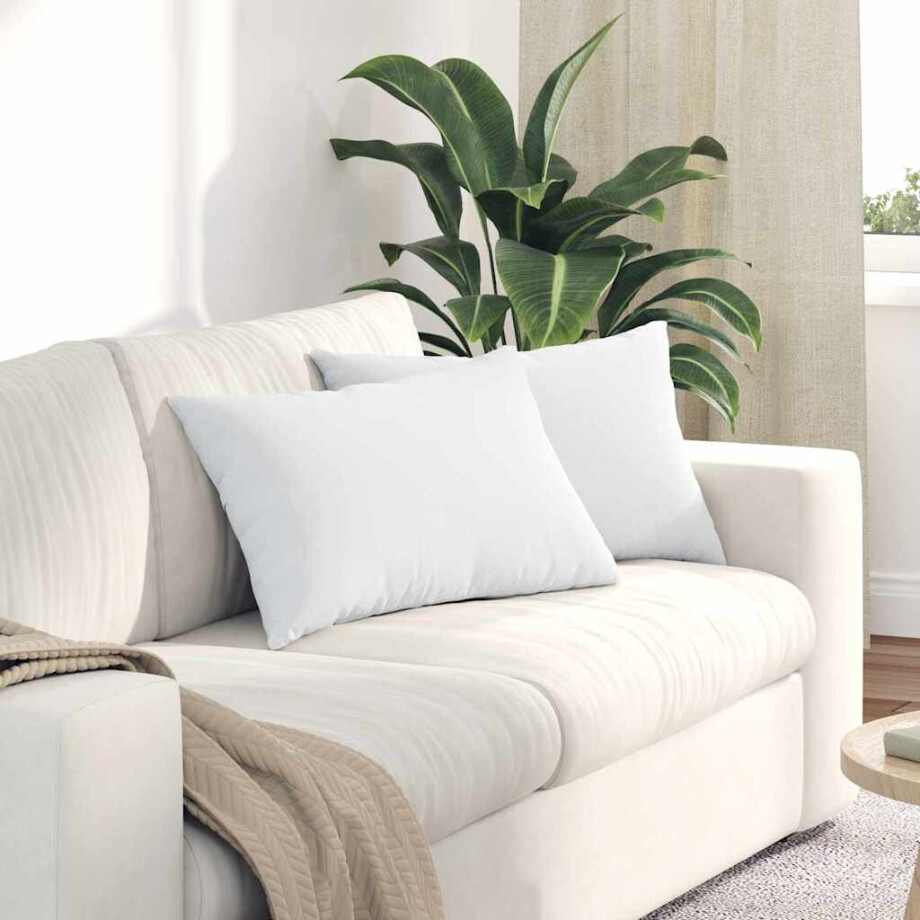 vidaXL Sofa Kussens 2 pcs Wit 60 x 40 cm Stof afbeelding 1