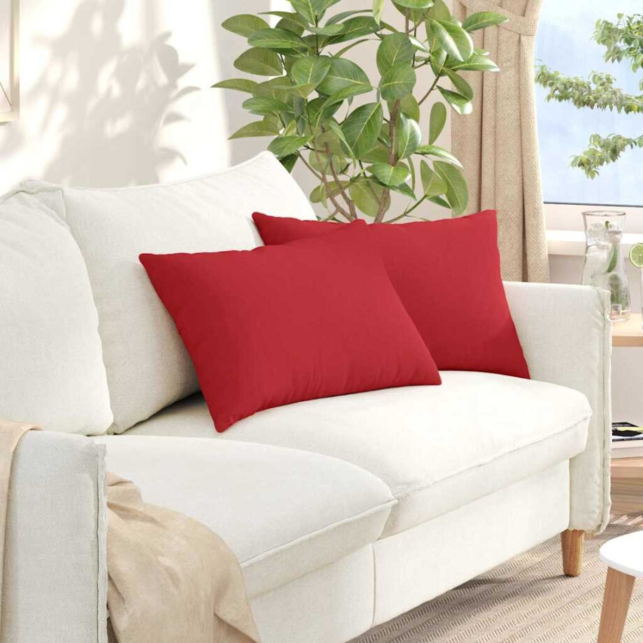 vidaXL Sofa Kussens 2 pcs Rood 60 x 40 cm Stof afbeelding 1