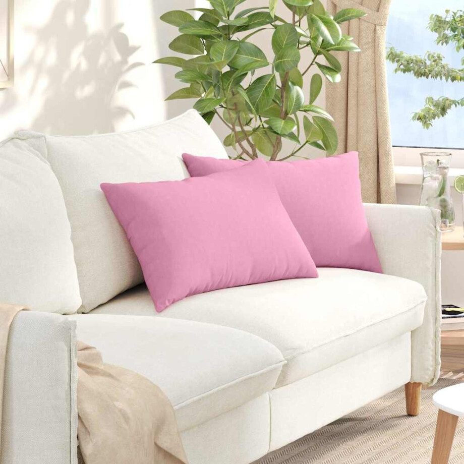 vidaXL Sofa Kussens 2 pcs Roze 60 x 40 cm Stof vidaXL Sofa Kussens 2 pcs Roze 60 x 40 cm Stof afbeelding 1