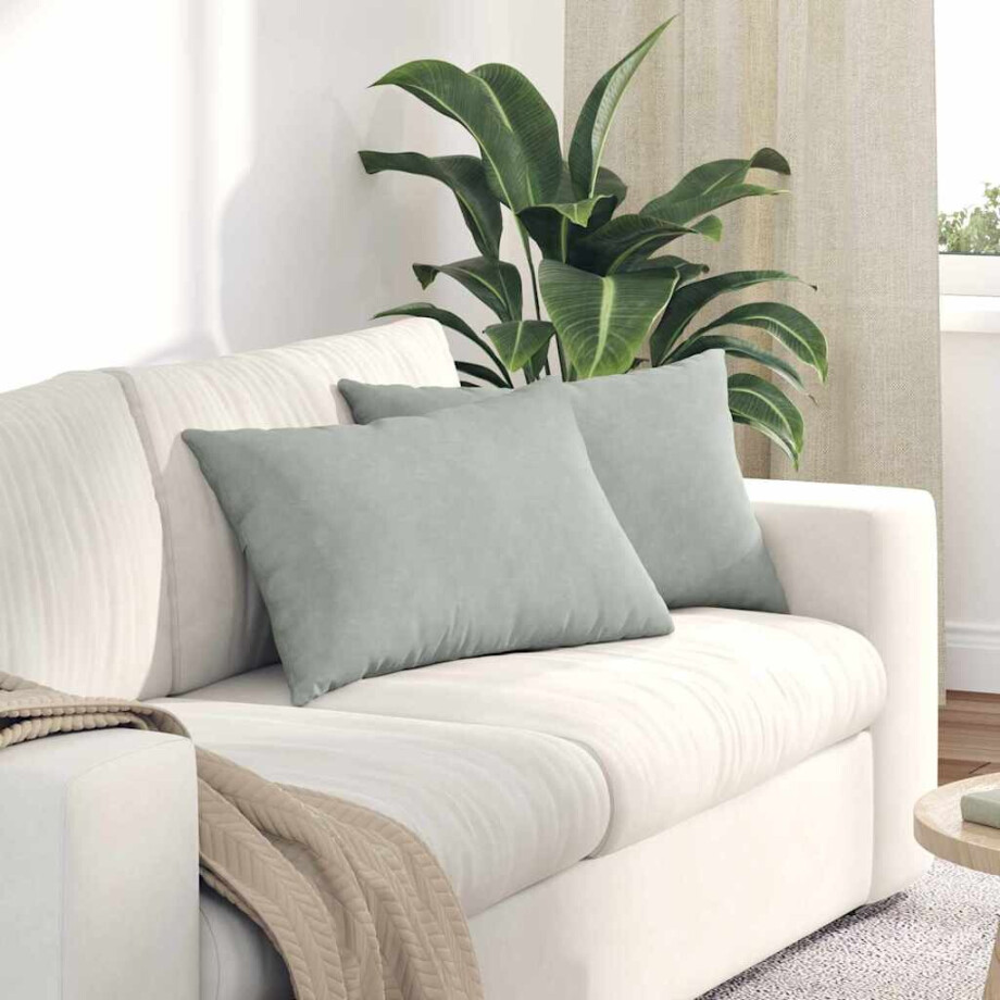 vidaXL Sofa Kussens 2 stuks Lichtgrijs 60 x 40 cm Cordstof afbeelding 1