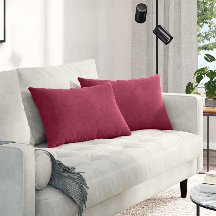 vidaXL Sofa Kussens 2 stuks Wijnrood 60 x 40 cm Cordstof afbeelding 1