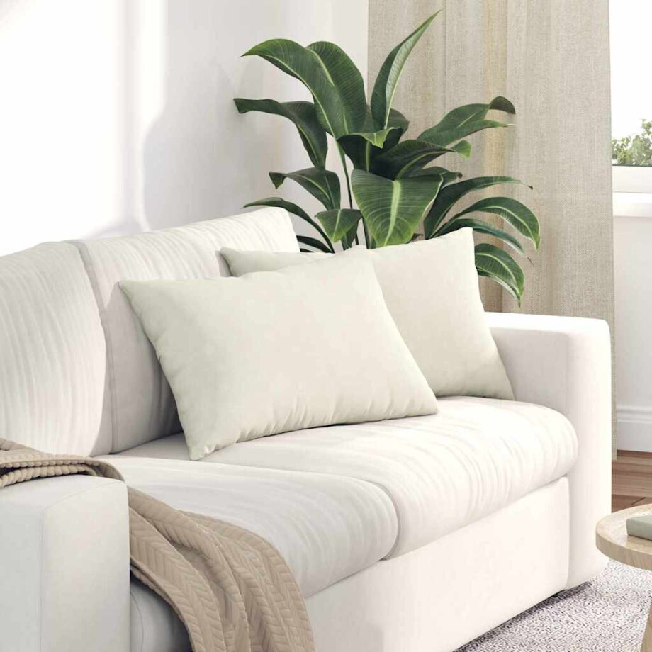 vidaXL Sofa Kussens 2 stuks Crème 60 x 40 cm Cordstof afbeelding 1