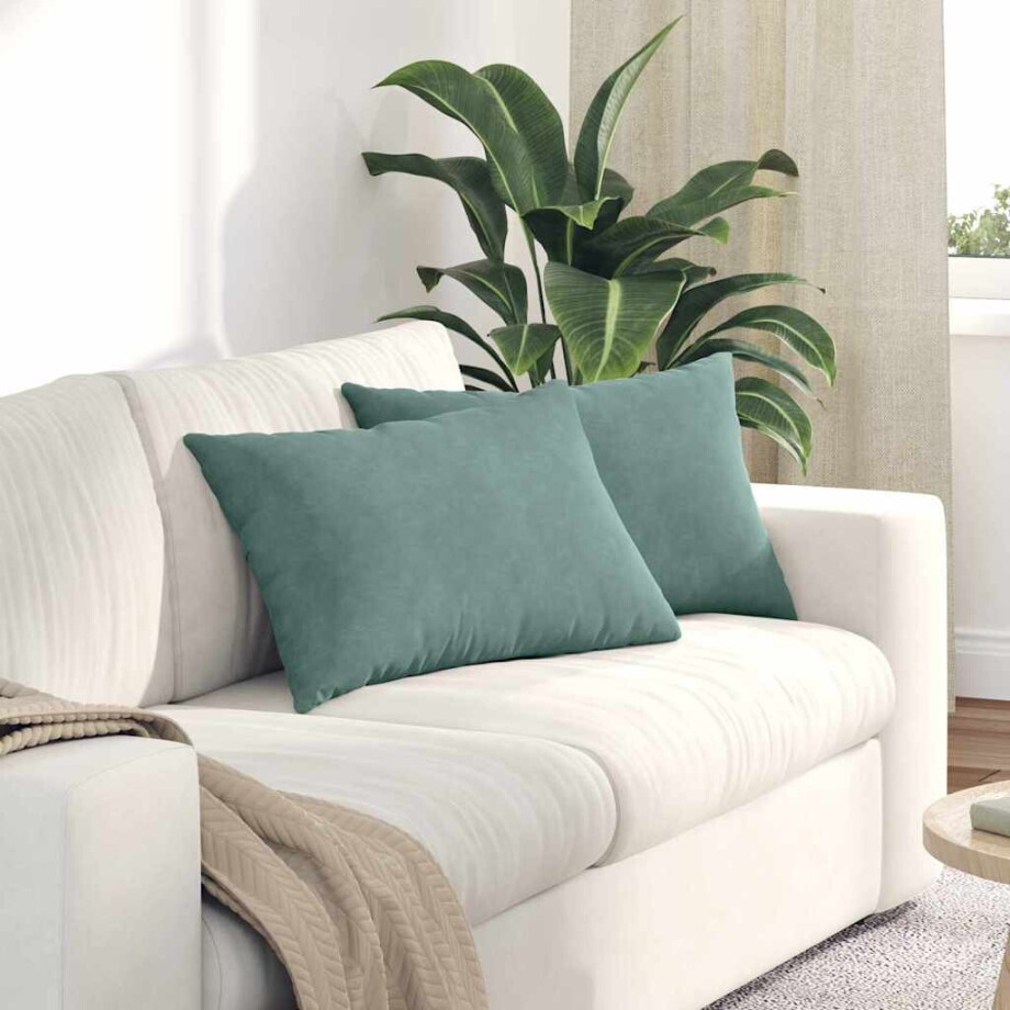 vidaXL Sofa Kussens 2 stuks Zeegroen 60 x 40 cm Cordstof afbeelding 1