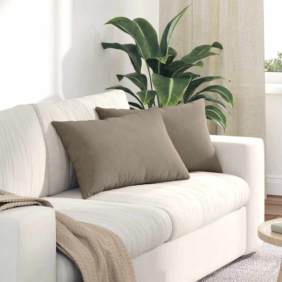 vidaXL Sofa Kussens 2 stuks Taupe 60 x 40 cm Stof afbeelding 1