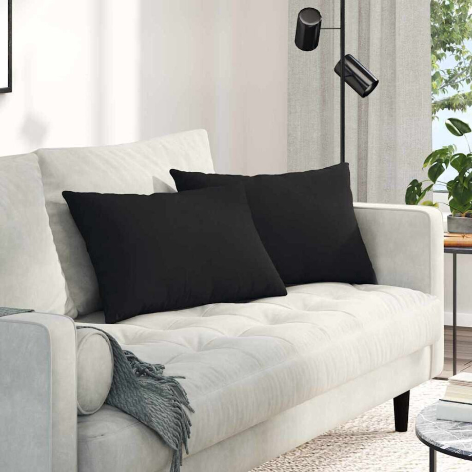 vidaXL Sofa Kussens 2 stuks Zwart 60 x 40 cm Stof afbeelding 1