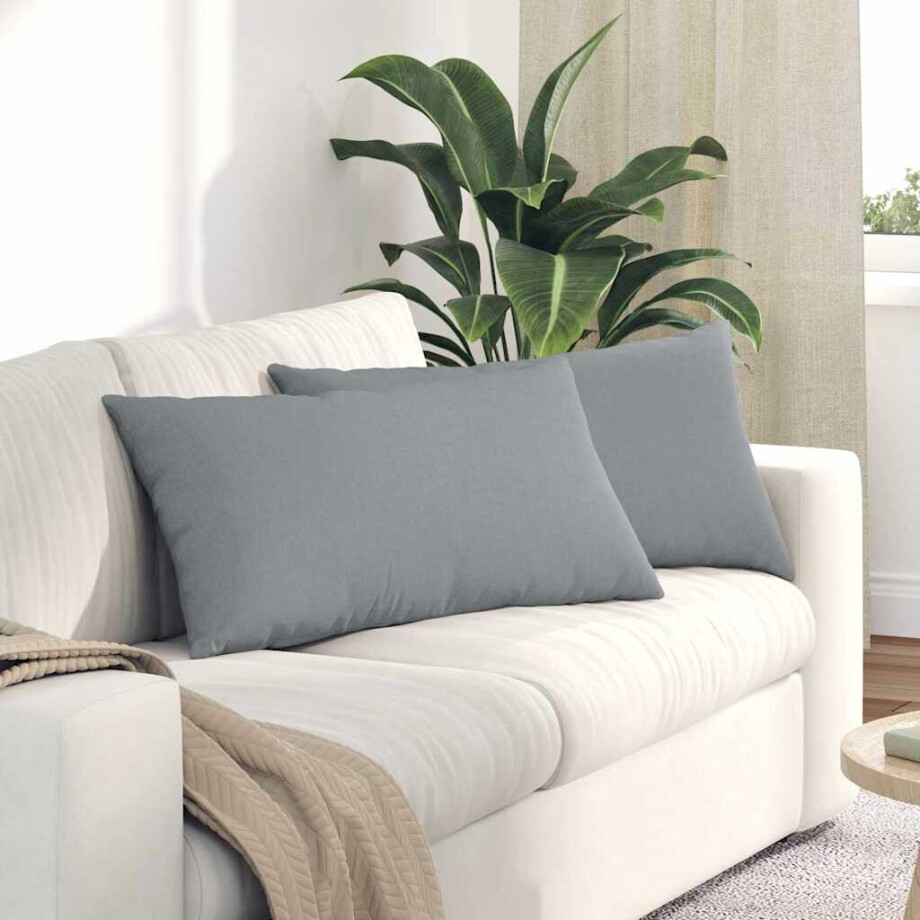 vidaXL Sofa Kussens 2 pcs Lichtgrijs 80 x 40 cm Stof afbeelding 1