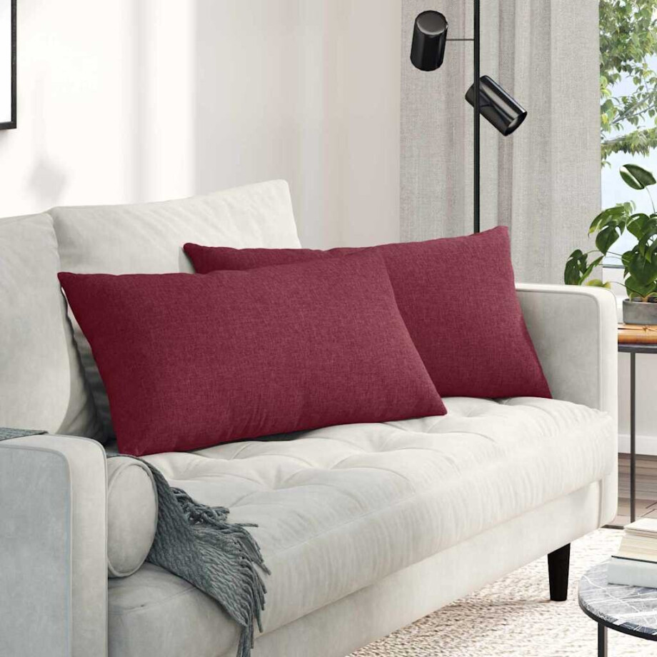 vidaXL Sofa Kussens 2 pcs Wijnrood 80 x 40 cm Stof afbeelding 1