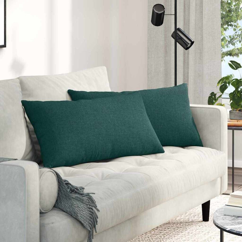 vidaXL Sofa Kussens 2 pcs Donkergroen 80 x 40 cm Stof afbeelding 1