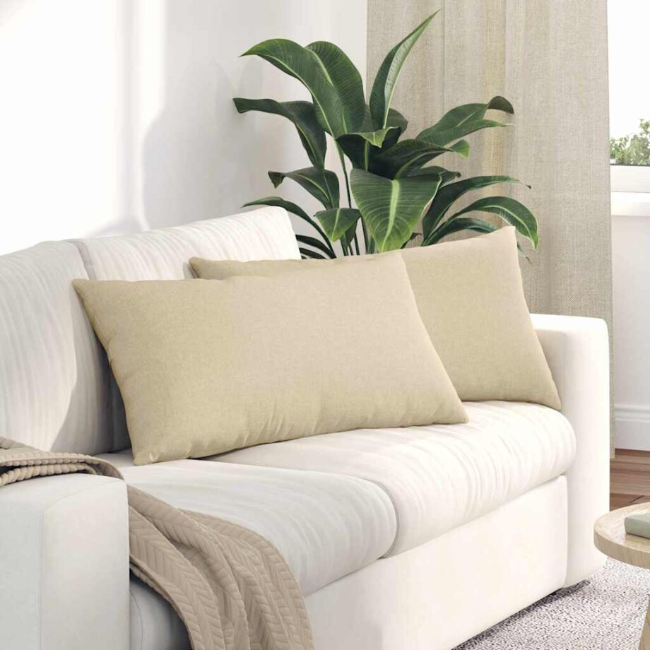 vidaXL Sofa Kussens 2 pcs Crème 80 x 40 cm Stof afbeelding 1