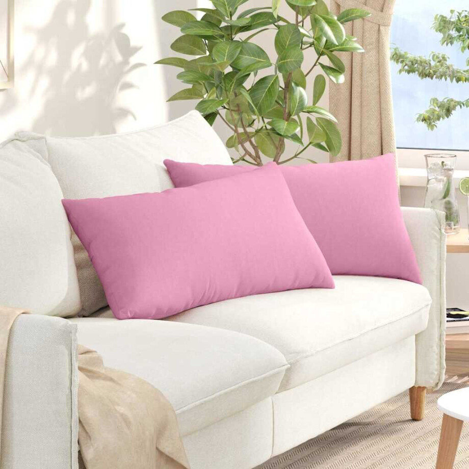 vidaXL Sofa Kussens 2 pcs Roze 80 x 40 cm Stof vidaXL Sofa Kussens 2 pcs Roze 80 x 40 cm Stof afbeelding 1