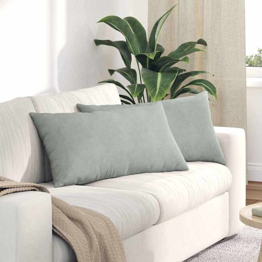 vidaXL Sofa Kussens 2 stuks Lichtgrijs 80 x 40 cm Cordstof afbeelding 1