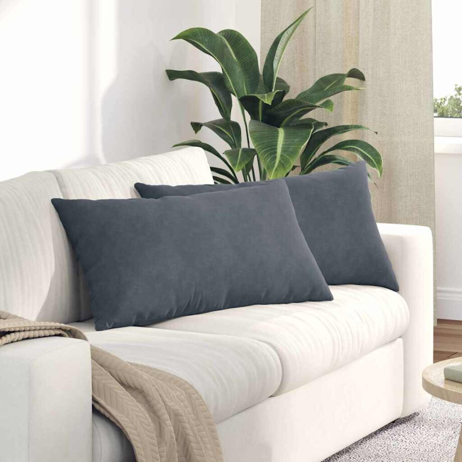 vidaXL Sofa Kussens 2 stuks Donkergrijs 80 x 40 cm Cordstof afbeelding 1